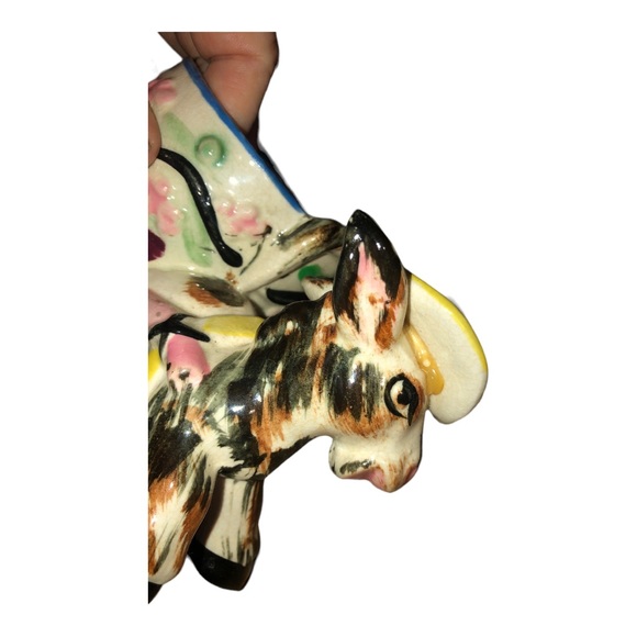 Vintage 1950’s Planter Donkey Pulling Cart Hand Painted Made in Japan - Picture 7 of 9